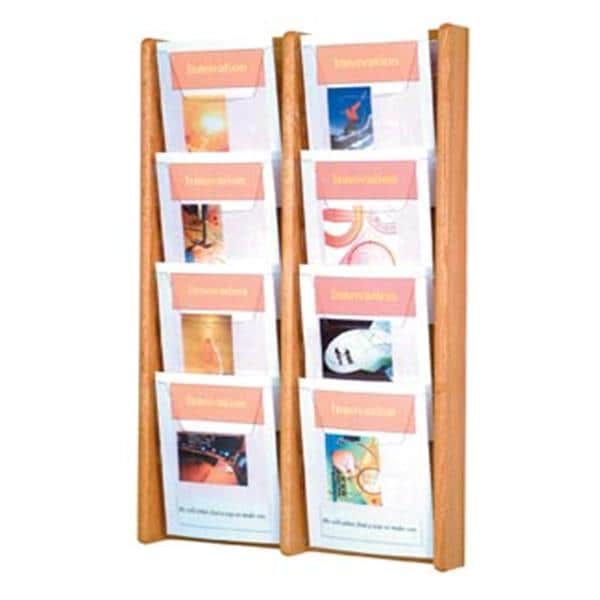 Stance Wall Magazine Display 8 Pockets Light Oak 21.25 in x 33.5 in x 3 in Ea