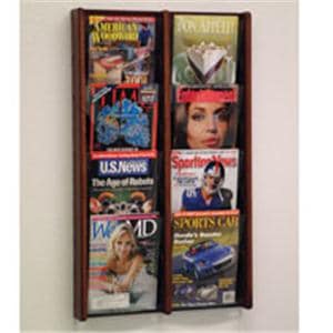 Stance Wall Magazine Display 8 Pockets Mahogany 21.25 in x 33.5 in x 3 in Ea