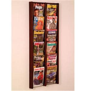 Stance Wall Magazine Display 12 Pockets Mahogany 21.25 in x 48 in x 3 in Ea