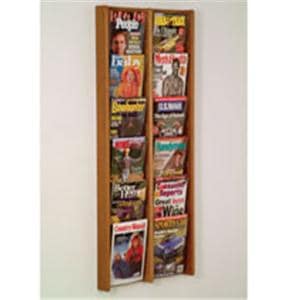 Stance Wall Magazine Display 12 Pockets Medium Oak 21.25 in x 48 in x 3 in Ea