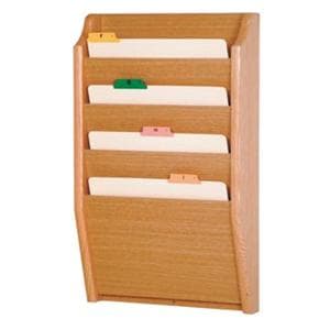 Chart Holder 4 Pockets Light Oak Wood Imprinted 14 in x 24 in x 3.75 in Ea