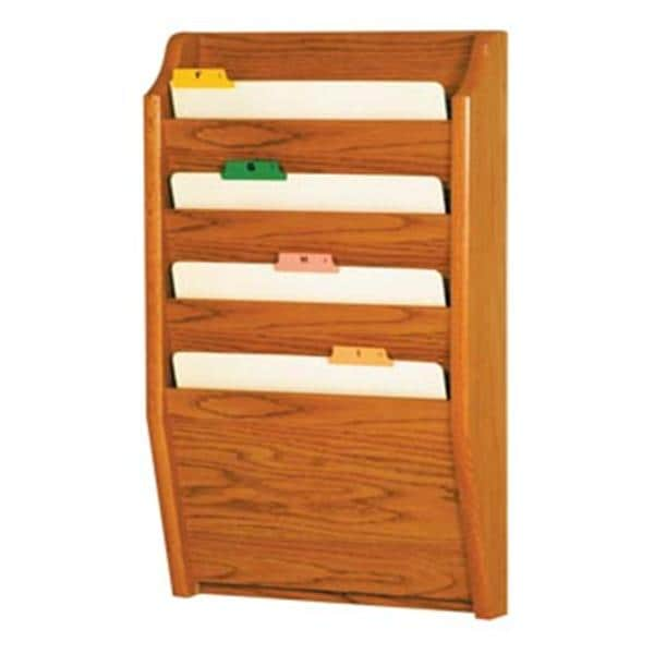 Chart Holder 4 Pockets Medium Oak Wood Imprinted 14 in x 24 in x 3.75 in Ea