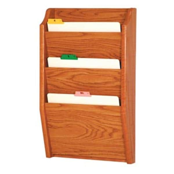 Chart Holder 3 Pockets Medium Oak Wood Imprinted 14 in x 24 in x 3.75 in Ea