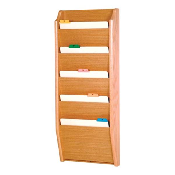 Chart Holder 5 Pockets Light Oak Wood Imprinted 14 in x 36 in x 3.75 in Ea