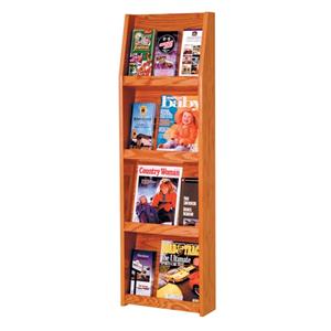 Slope Wall Literature Display 12 Pockets Medium Oak 15 in x 49 in x 4.75 in Ea