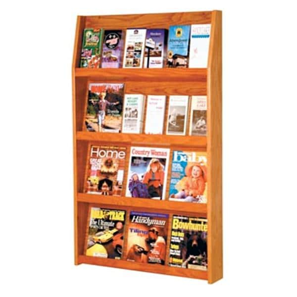 Slope Wall Literature Display 24 Pockets Medium Oak 28.25x49x4.75 Ea