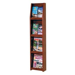 Slope Wall Literature Display 8 Pockets Mahogany 10.5 in x 49 in 4.75 in Ea