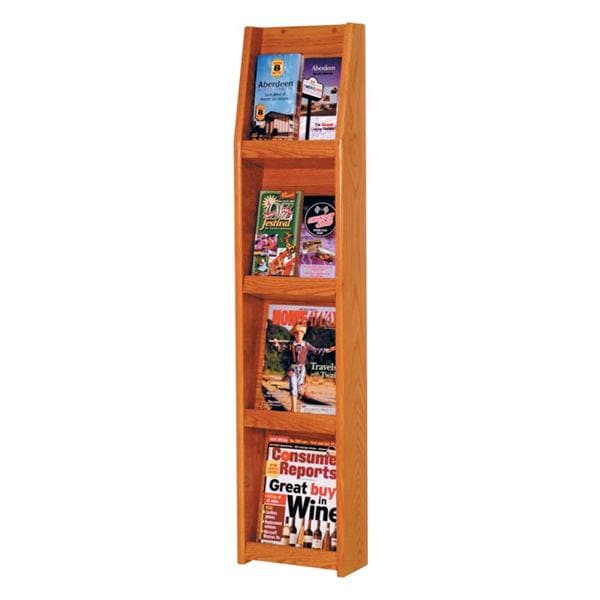 Slope Wall Literature Display 8 Pockets Medium Oak 10.5 in x 49 in 4.75 in Ea