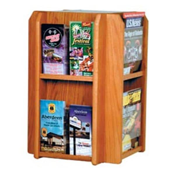 Counter Rotary Literature Display 8 Mgzn/16 Brchr M Oak 16.5x24.75x16.5 Ea