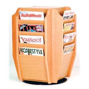 Counter Rotary Magazine Display 16 Pockets Light Oak 18 in x 25 in x 18 in Ea