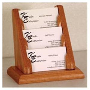 Business Card Holder 3 Pockets Medium Oak Wood Ea