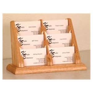 Business Card Holder 6 Pockets Light Oak Wood Ea