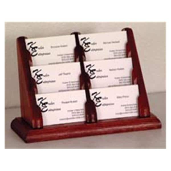 Business Card Holder 6 Pockets Mahogany Wood Ea