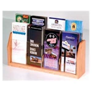 Counter Brochure Display 8 Pockets Light Oak 7.5 in x 18.25 in x 4 in Ea