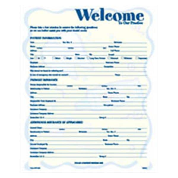 Registration / History Forms Smile Helpers 2-Sided English 8.5 in x 11 in 100/Pk