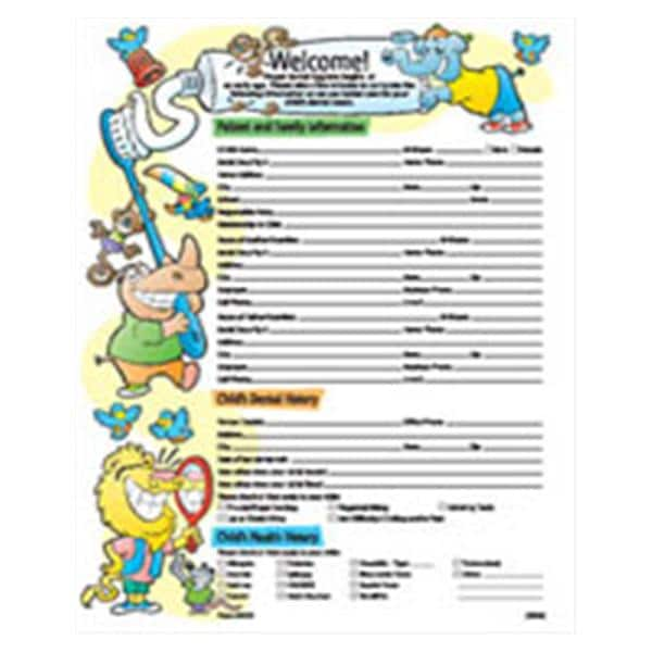 Registration / History Forms Pediatric 2-Sided English 8.5 in x 11 in 100/Pk