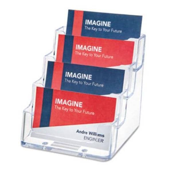 Business Card Holder 4 Pockets Clear Plastic Ea