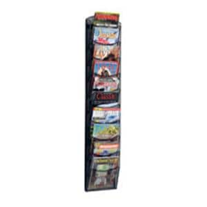 Onyx Wall Magazine Display 10 Pockets Black 50.25 in x 10.25 in x 3.75 in Ea