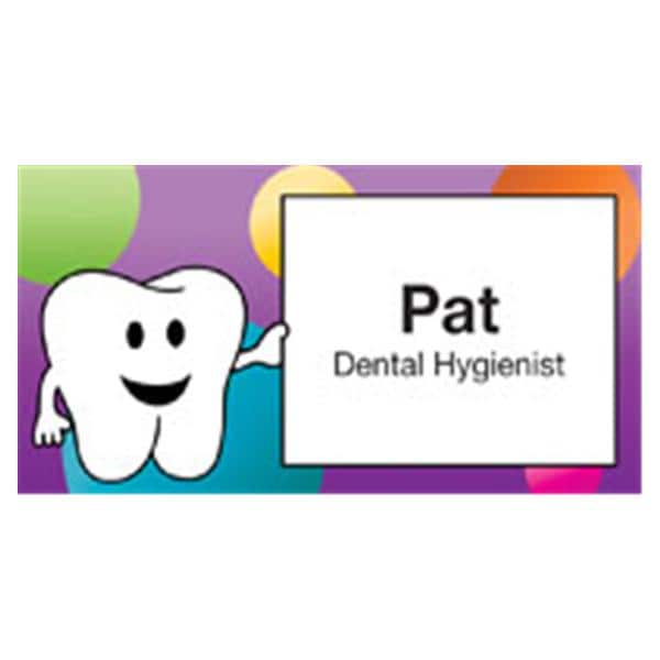 Name Badge Tooth Full Color PVC 1.5 in x 3 in Ea