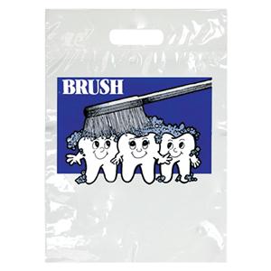 2-Color Bags Imprinted Brush on Teeth Small 7.5 in x 9 in 500/Pk