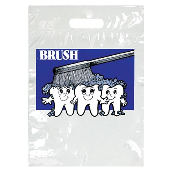 2-Color Bags Imprinted Brush on Teeth Small 7.5 in x 9 in 500/Pk