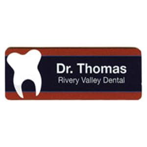 Name Badge Tooth Full Color PVC 1.5 in x 3 in Ea