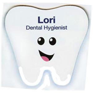 Die Cut Name Badge Tooth-Shaped Full Color PVC 1.5 in x 3 in Ea