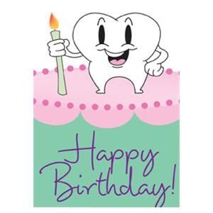 Imprinted Recall Cards Birthday Tooth Guy 4 in x 6 in 250/Pk