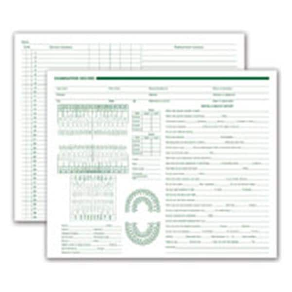 Exam Record Dental Charts 2-Sided White w/ Antmc&Prdntc Dgrms 250/Pk