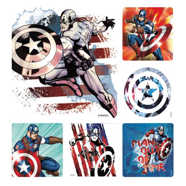 Stickers 2.5 in x 2.5 in Captain America Assorted 100/Rl