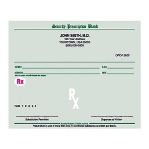 Premium Security Prescription Pads 1Pt Hrzntl Grn W/ Tmprtr-Snstv mprntng 10/Bx