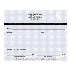 High-Security Prescription Pads 1-Part Horizontal With "VOID" mark 10/Bx