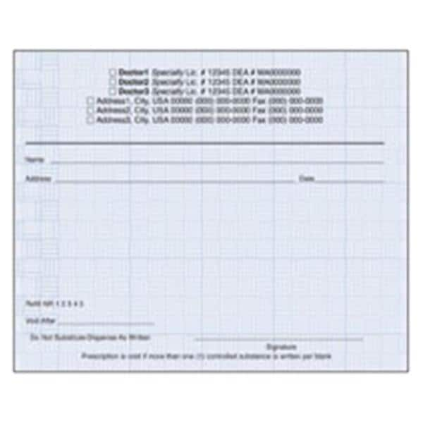 Safety Prescription Pads 1-Part Horizontal Blue With Woven Background 10/Bx