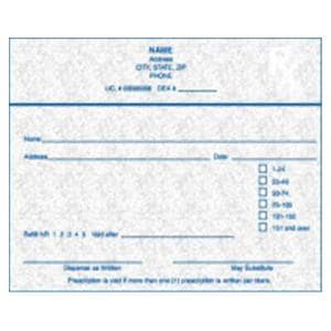 Prescription Pads Indiana 1-Part Horizontal Imprinted 10/Bx