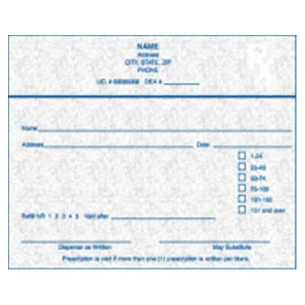 Prescription Pads Indiana 1-Part Horizontal Imprinted 10/Bx