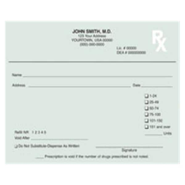 Prescription Pads Wyoming 1-Part Horizontal 10/Bx