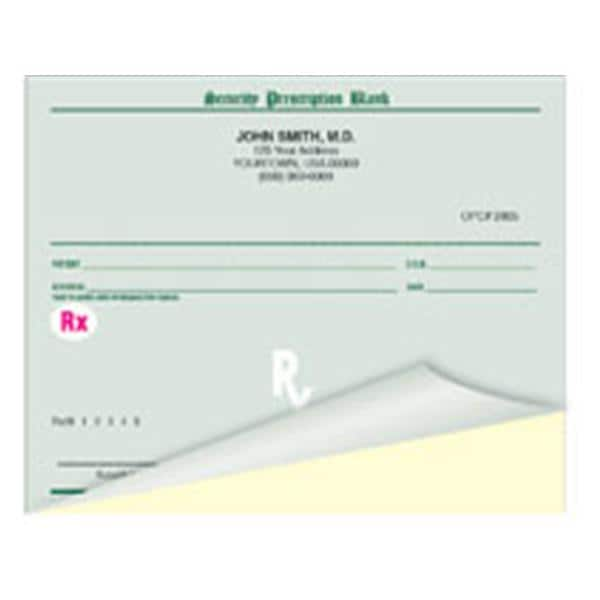 Prem Sec Prescription Pads 2 Prt Hrzntl Grn w/ Tmprtr-Snstv mprntng 10/Bx