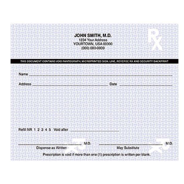 High-Security Prescription Pads 2-Part Horizontal White With "VOID" mark 10/Bx