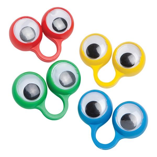 Rings Googly Eye Assorted Colors Plastic 48/Pk