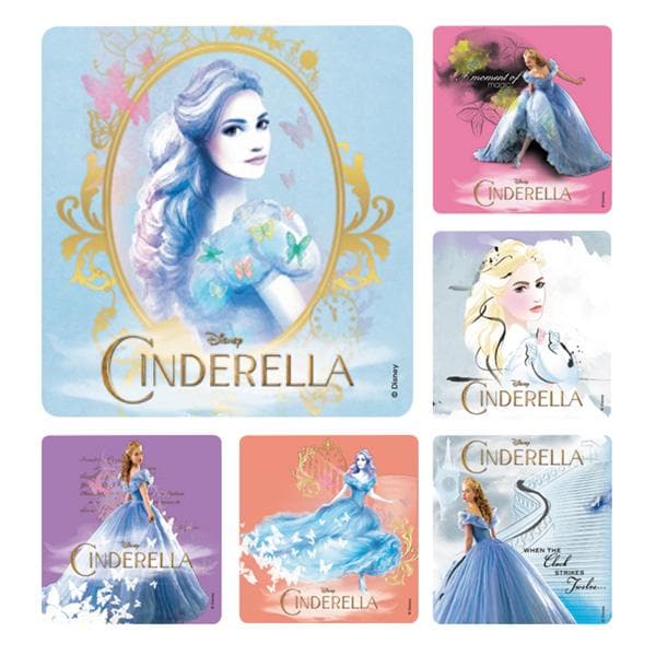 Stickers 2.5 in x 2.5 in Cinderella Movie Assorted 100/Rl