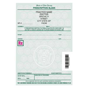 Prescription Pads New Jersey 1-Sided 8/Bx