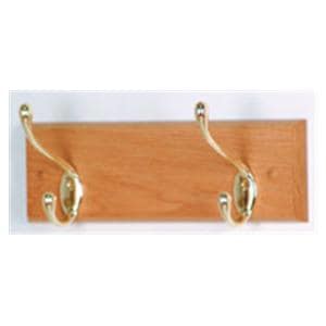 Coat Rack Light Oak With 2 Brass Hooks Ea