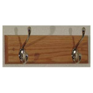 Coat Rack Light Oak With 2 Nickel Hooks Ea