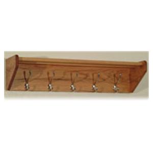 Hat & Coat Rack Light Oak With 5 Nickel Hooks Ea