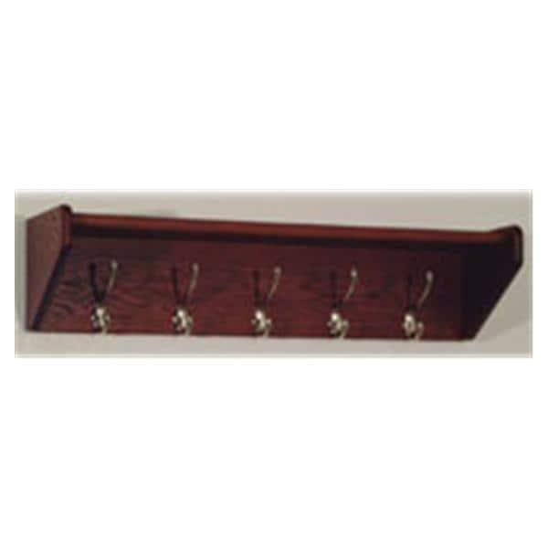 Hat & Coat Rack Mahogany With 5 Nickel Hooks Ea