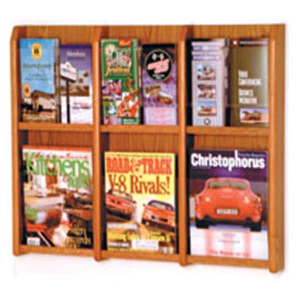 Divulge Wall Literature Display 6 Mag/12 Brch M Oak 30x24x3 Ea