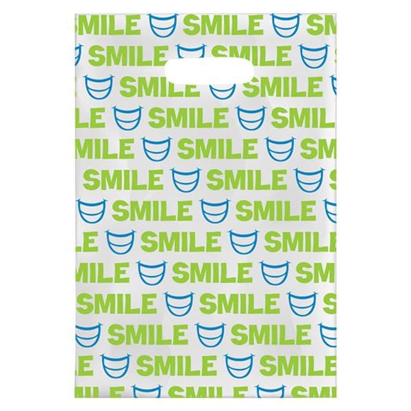 Scatter Print Bags Green Smiles 2 Sided Print Clear 100/Bx