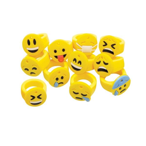 Stretchy Rings Emoticon Assorted Colors Rubber 36/Pk