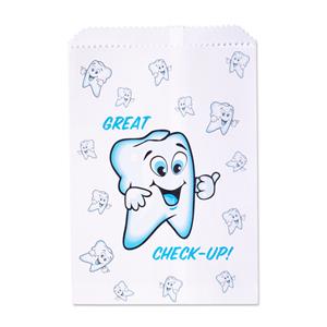 Scatter Print Bags Great Checkup! 1-Sided White 100/Pk