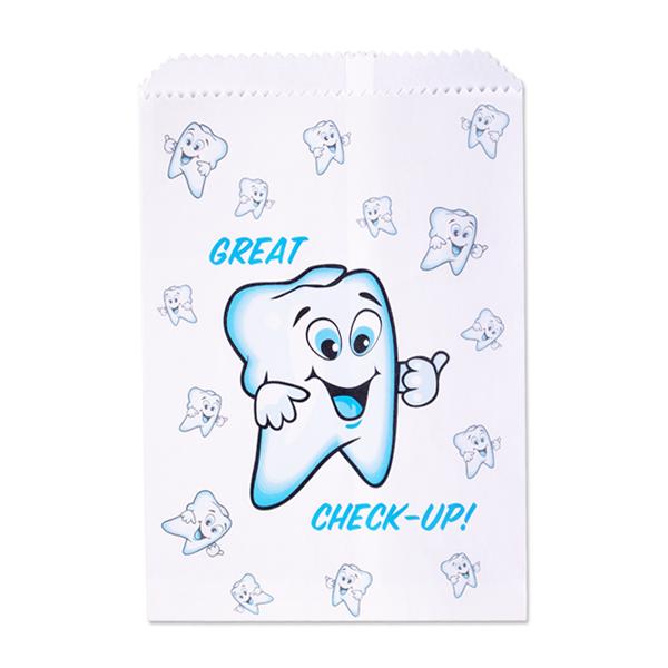 Scatter Print Bags Great Checkup! 1-Sided White 100/Pk